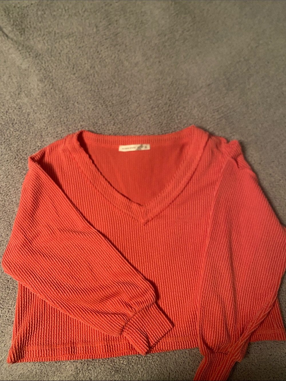 Altar'd State Coral Ribbed V-Neck Sweater